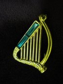 SUPERB CELTIC HARP RHINE STONE BROOCH