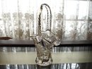 CRYSTAL/PATTERN GLASS-HANDLED BASKET VASE
