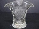 CRYSTAL/PATTERN GLASS-HANDLED BASKET VASE