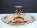 GLAMOROUS PINK GLASS HANDLED PLATTER