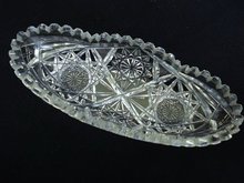 OVAL CRYSTAL SERVING DISH SAW TOOTH EDGE