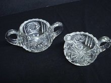 CUT GLASS - CRYSTAL CREAM & SUGAR SET