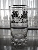 SIGNED SILVER OVERLAY GLASS POLO PLAYERS