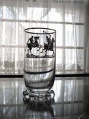 SIGNED SILVER OVERLAY GLASS POLO PLAYERS