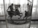 SIGNED SILVER OVERLAY GLASS POLO PLAYERS