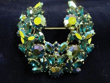 Sherman Sea Blue Aurora Borealis Brooch