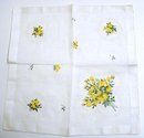 Vintage Handkerchief - Bouquet Yellow Sweetheart Roses