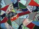 HAND MADE 20's CRAZY QUILT PANEL for PILLOW