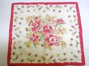 PRETTY VINTAGE SHABBY CHIC - FLORAL HANKIE - PINK TONES