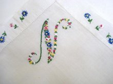 FLORAL EMBROIDERY - HANKIE - MONOGRAM N