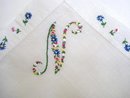 FLORAL EMBROIDERY - HANKIE - MONOGRAM N