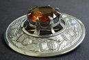 HUGE SILVER TONE SCOTTISH KILT BROOCH - PIN