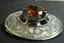 HUGE SILVER TONE SCOTTISH KILT BROOCH - PIN