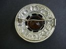 HUGE SILVER TONE SCOTTISH KILT BROOCH - PIN