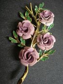 ENAMEL BROOCH - LAVENDER ROSES by CORO