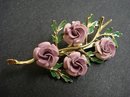 ENAMEL BROOCH - LAVENDER ROSES by CORO