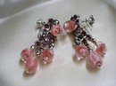 SCREW-ON EARRINGS - PINK RHINESTONE/BEADS