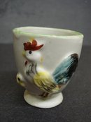 RARE ANTIQUE EGG CUP - ROOSTER & CHICK