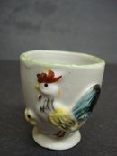 RARE ANTIQUE EGG CUP - ROOSTER & CHICK
