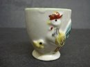 RARE ANTIQUE EGG CUP - ROOSTER & CHICK