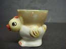 ANTIQUE FIGURAL EGG CUP - CURIOUS CHICK