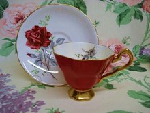 Fascinating ROYAL STAFFORD CUP and SAUCER Burgundy Color Rose