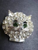 LOVELY VINTAGE KITTY CAT RHINESTONE BROOCH