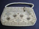 PRETTY ANTIQUE EVENING BEADED PURSE - BAG -
