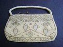 PRETTY ANTIQUE EVENING BEADED PURSE - BAG -