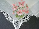VINTAGE HANKIE - PINK FLORAL EMBROIDERY