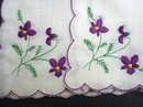 VINTAGE HANKIE-PURPLE VIOLETS EMBROIDERY