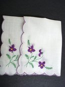 VINTAGE HANKIE-PURPLE VIOLETS EMBROIDERY