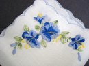 VINTAGE HANKIE - BLUE FLOWERS EMBROIDERY