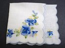 VINTAGE HANKIE - BLUE FLOWERS EMBROIDERY