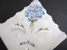 HANKIE - BLUE FLOWERS EMBROIDERY FORGET-ME-NOT