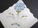 HANKIE - BLUE FLOWERS EMBROIDERY FORGET-ME-NOT