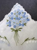 HANKIE - BLUE FLOWERS EMBROIDERY FORGET-ME-NOT