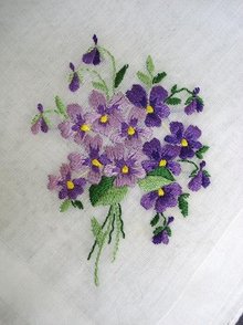 HANKIE-EMBROIDERY-PURPLE VIOLETS