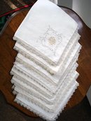 8 Lg.NAPKINS FILET LACE&NEEDLELACE INSERTS
