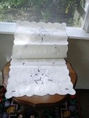 VINTAGE BLUE EMBROIDERY & CUTWORK RUNNER
