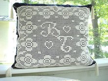 DECORATIVE PILLOW-CROCHET LACE&MONOGRAMS