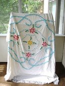 LOVELY VINTAGE CHENILLE BEDSPREAD-FLORAL