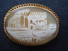 RARE ANTIQUE GOLD CAMEO OVAL BROOCH