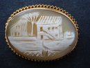 RARE ANTIQUE GOLD CAMEO OVAL BROOCH