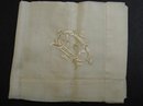 ANTIQUE WHITE SILK HANKIE - MONOGRAM - D