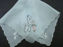CUTE-BLUE HANKIE-EMBROIDERY-FANCY POODLE