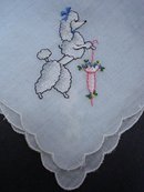 CUTE-BLUE HANKIE-EMBROIDERY-FANCY POODLE