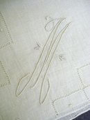 WHITE HANKIE EMBROIDERY - MONOGRAM M