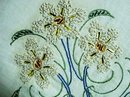 ANTIQUE TEA TABLECLOTH - SILK EMBROIDERY