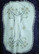 ANTIQUE TEA TABLECLOTH - SILK EMBROIDERY